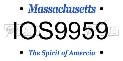 IOS9959 Massachusetts License Plate