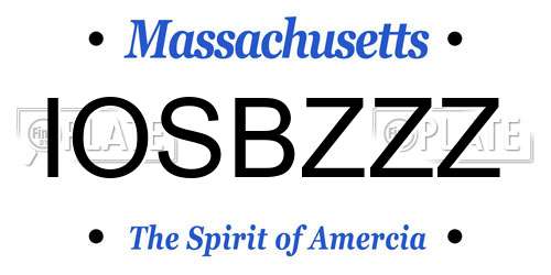 IOSBZZZ Massachusetts License Plate
