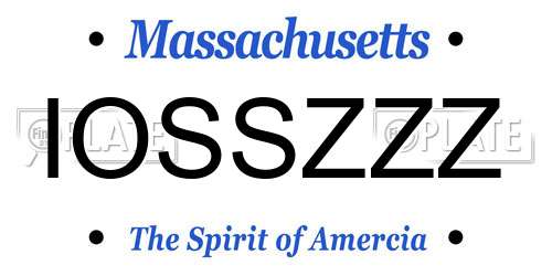IOSSZZZ Massachusetts License Plate