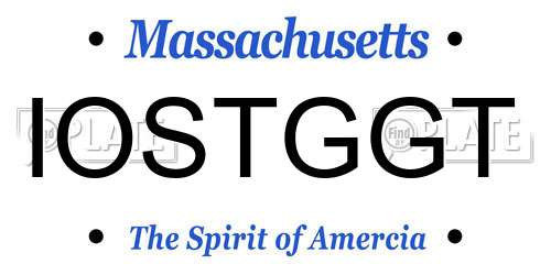 IOSTGGT Massachusetts License Plate