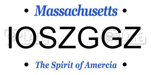 IOSZGGZ Massachusetts License Plate