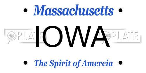 IOWA Massachusetts License Plate