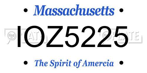 IOZ5225 Massachusetts License Plate