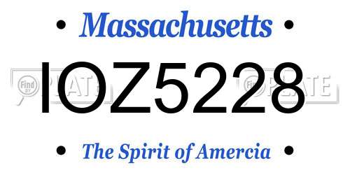 IOZ5228 Massachusetts License Plate