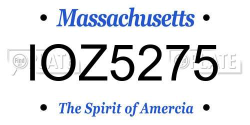 IOZ5275 Massachusetts License Plate