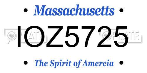 IOZ5725 Massachusetts License Plate
