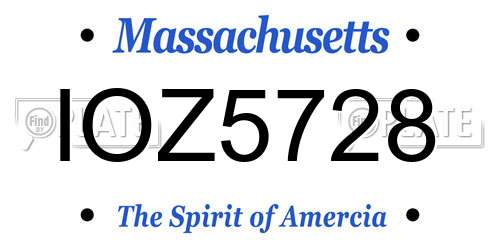IOZ5728 Massachusetts License Plate