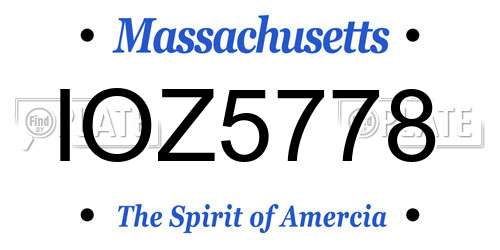 IOZ5778 Massachusetts License Plate