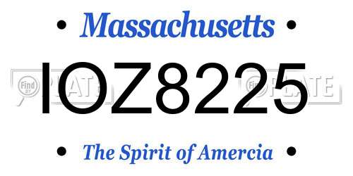 IOZ8225 Massachusetts License Plate