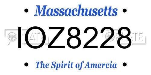 IOZ8228 Massachusetts License Plate