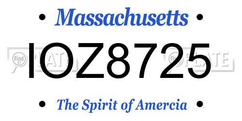 IOZ8725 Massachusetts License Plate