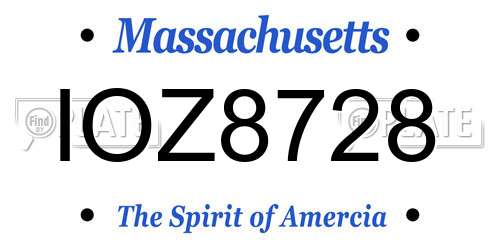IOZ8728 Massachusetts License Plate