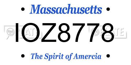 IOZ8778 Massachusetts License Plate
