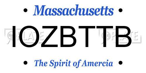IOZBTTB Massachusetts License Plate