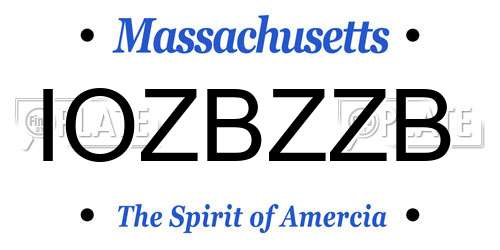 IOZBZZB Massachusetts License Plate