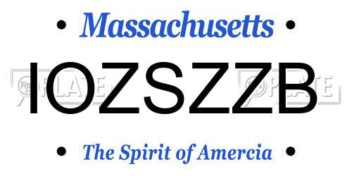 IOZSZZB Massachusetts License Plate