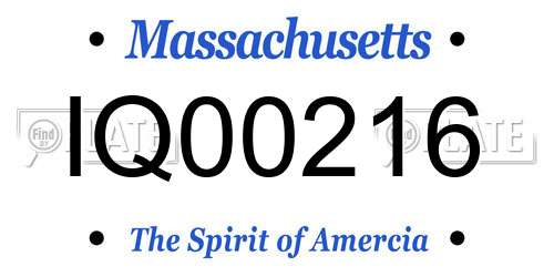IQ00216 Massachusetts License Plate
