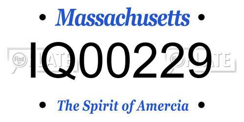 IQ00229 Massachusetts License Plate