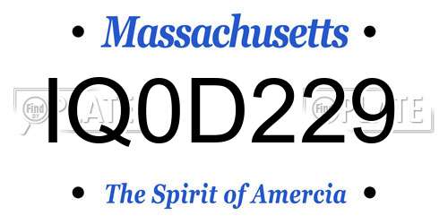 IQ0D229 Massachusetts License Plate