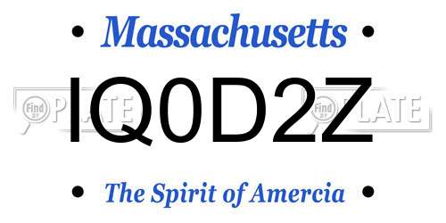 IQ0D2Z Massachusetts License Plate