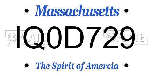 IQ0D729 Massachusetts License Plate