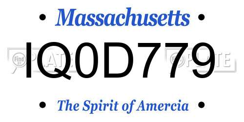 IQ0D779 Massachusetts License Plate