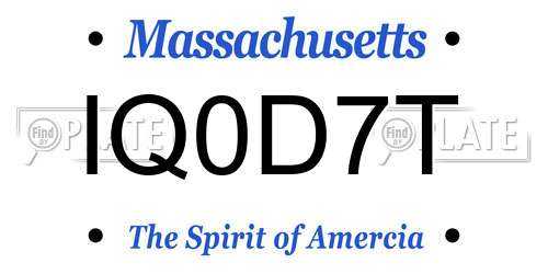 IQ0D7T Massachusetts License Plate