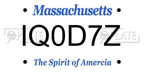 IQ0D7Z Massachusetts License Plate