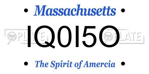 IQ0I5O Massachusetts License Plate
