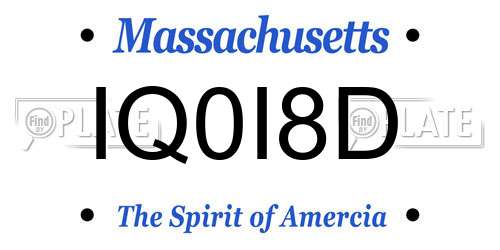IQ0I8D Massachusetts License Plate
