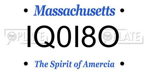 IQ0I8O Massachusetts License Plate