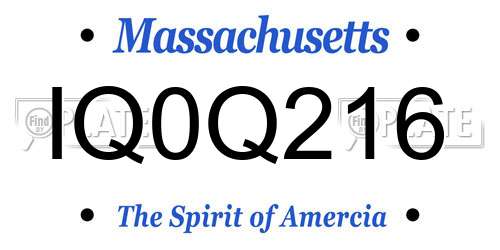 IQ0Q216 Massachusetts License Plate
