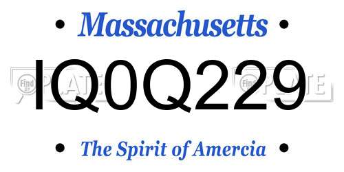IQ0Q229 Massachusetts License Plate