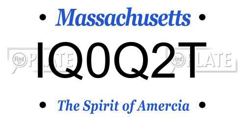 IQ0Q2T Massachusetts License Plate