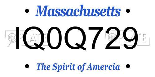 IQ0Q729 Massachusetts License Plate