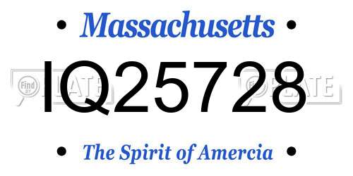 IQ25728 Massachusetts License Plate