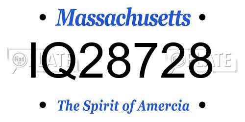 IQ28728 Massachusetts License Plate