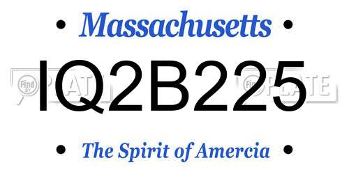 IQ2B225 Massachusetts License Plate
