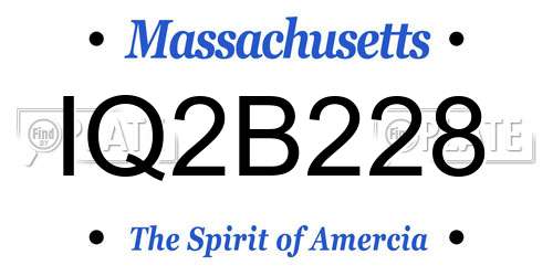 IQ2B228 Massachusetts License Plate