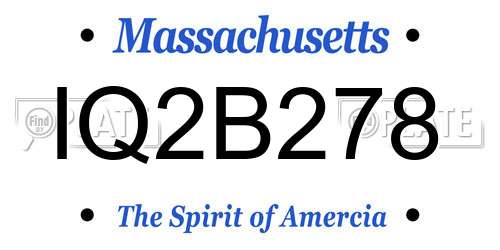 IQ2B278 Massachusetts License Plate