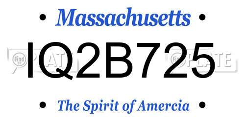 IQ2B725 Massachusetts License Plate
