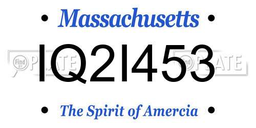 IQ2I453 Massachusetts License Plate