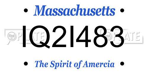 IQ2I483 Massachusetts License Plate