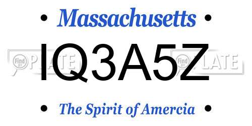 IQ3A5Z Massachusetts License Plate