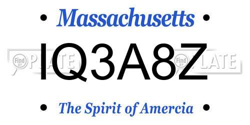 IQ3A8Z Massachusetts License Plate