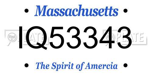 IQ53343 Massachusetts License Plate