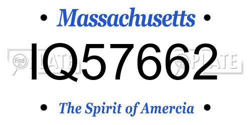 IQ57662 Massachusetts License Plate