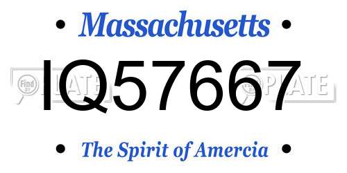 IQ57667 Massachusetts License Plate