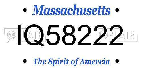 IQ58222 Massachusetts License Plate