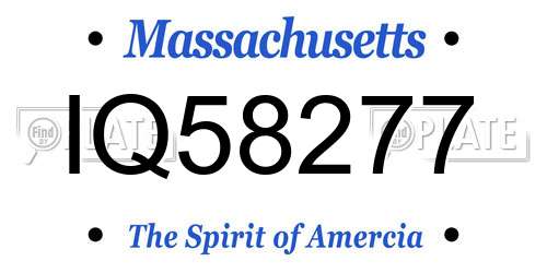 IQ58277 Massachusetts License Plate